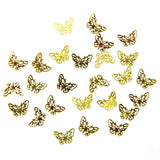 Fuschia Nail Art - Gold Metal Butterflies