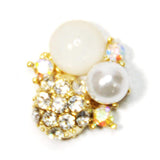 Fuschia, Fuschia Nail Art - Pearls and Crystals - White/Gold, Mk Beauty Club, Nail Art